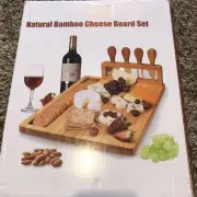 NEW Bamboo Cutting Board 11x13” With For Cheese Knives. Brand New!