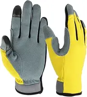 Totority Flexible Light Utility Gloves with Palm and Touch Screen Fingertips for Mechanics Gardening and DIY Breathable