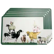 12pc Urban Farm Yard Placemats and Coasters Green Kitchen Decor Tableware