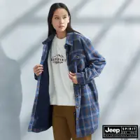 在飛比找momo購物網優惠-【JEEP】女裝 格紋長版毛呢長袖外套(藍色)