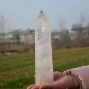 890g Natural Clear Quartz Obelisk Quartz Cystal Point Wand Tower