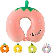 AUNGCSHE Children's Neck Pillow, Memory Foam Neck Pillow, Strawberry, Cute Girls Aeroplane Travel Pillow, U-Shaped Neck Pillow, Travel Aeroplane Office for Adults and Children (Strawberry)