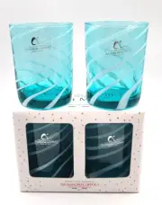 NIB Alessandro Coppola Tumblers Handmade Glass Arte di Murano Teal Set of 4