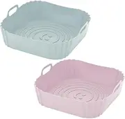 Set of 2 Silicone Air Fryer Moulds, 21.5 x 21.5 x 5.5 cm, Reusable, Non-Stick with Integrated Handles, Resistance from -60°C to +260°C, Dishwasher Safe
