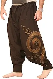 [Generic] Mens Harem Drop Crotch Pants Loose Fit Elastic Waist Drawstring Pant Casual Aladdin Hippie Trousers