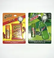 Flaming Hot Cheetos & Mtn Dew Lip Balm & Keychain Holder Set - .12 oz/3.4 g