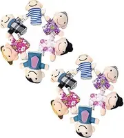 2Sets Cloth Finger Puppets Family Members Early Educational Hand Puppets for Imaginative Role Play at Home School Kindergarten