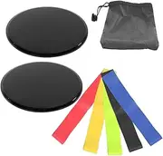 Exercise Core Sliders, Core Sliding Discs, Light and Portable Exercise Gliding Discs, for Carpet Hardwood Floor (Black Sliding Basin + Five-Piece Set + Cloth Bag)