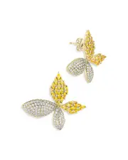 Sterling Forever Heidi Cubic Zirconia Flower Stud Earrings in 14K Gold Plated