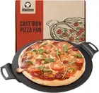 Cast Iron Pizza Pan, Pre-Seasoned Dosa Pan with Handles, Flat Pan for Oven, roun