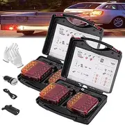 Wireless Tail Lights for Trailer, 100ft Range Rechargeable Led Trailer Rear Light Kit for Truck, Magnetic Wireless Tail Lights for Trucks, Boat, RV, Vehicle (2Set)