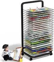 Mobile Classroom Drying Rack A3,Art Drying Rack 35 Shelves,Metal Art Work Storage Display Rack,Space Saving Rack for Classroom School Art Club and Art Studio(Black)