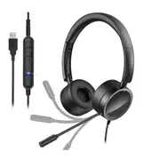 USB Headset with Micphone New bee H360 Call Controls Noise Cancelling Computer Headset Office Headset Call Center Headset for Skype, Zoom, Laptop,