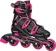 Roller Derby V-Tech 500 Adjustable Performance Inline Skates for Men, Women, Kids, Teens, Large (6-9), Black/Pink
