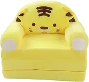 Cartoon Foldable Kids Sofa, Plush Children Couch Bed 2 in 1 Convertible Sofa to Lounger with Backrest Armchair Comfy Flip Open Infant Baby Chair for Girls Boys, Living Room (Yellow)