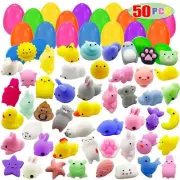 50 Mochi Squishy Toy Prefilled Easter Eggs Stress Relief Squishies Toy for Ea...