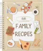 Recipe Notebook - Family Recipe Notebook Journal, Recipe Organizer, Blank Recipe Book, Kitchen Accessory & Cooking Guide for Recording Family Treasured Recipes, 6.5 x 8.2 inches