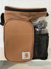 CARHARTT INSULATED 10 CAN VERTICAL COOLER WATER BOTTLE ZIP POCKET BROWN NEW NR