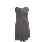 David's Bridal Brown Chiffon Crinkled Lined Strapless Dress Sz 2 NEW