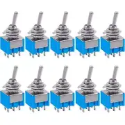 10Pcs DPDT Mini Toggle Switch 6-Pin 2 Position ON/ON Miniature Toggle Switch