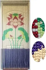 31/35/39/43 Strands Beaded Door Curtains for Doorways Wood Bead String Curtain for Room Dividers Home Lotus Flower Decoration Handmade, Size Customizable (Size : 35 Strands-100x180