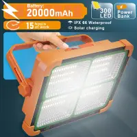 在飛比找蝦皮商城精選優惠-1000w 強大的高太陽能可充電 LED 帳篷燈帶磁鐵 20