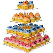 Vivva 4 Tier Acrylic Cupcake Stand, Premium Cupcake Holder, Square Cupcake Tower Display