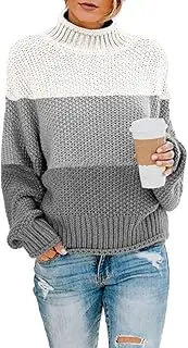 [Misassy] Womens Turtleneck Loose Sweater Batwing Long Sleeve Chunky Knitted Pullover Jumper Tops, Z-dark Gray, Small