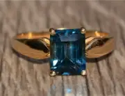 3Ct Emerald Cut Simulated Blue Topaz Women's Solitaire Ring 925 Silver