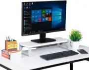 ﻿INVISIBLE BED Sturdy Engineered Wood Heavy-Duty Monitor Riser Stand On Desk/...