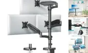 Triple Monitor Mount for Max 32" Computer Screen, Adjustable 3 Monitor Desk