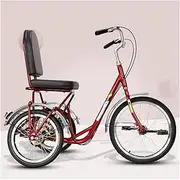 DEFGHIJ Tricycle Adult 20inch Wheels Single Speed 3 Wheel Bikes Three Wheel with Large Basket for Recreation Shopping Picnics Exercise Men's Women's (Red 2)(Red 1)