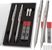 Silver Metal Mechanical Pencils, 0.3Mm, 2 Pack, Ideal for Art, Technical Drawing