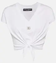 [Dolce & Gabbana] Dolce & Gabbana DG knot cotton jersey T-shirt AU 14 white