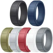 Silicone Rubber Wedding Square Band Ring Flexible Comfortable Work Sport Gym 8MM
