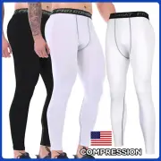 Mens Compression Pants Cool Tight Base Under Layer Workout Leggings Gym Fitness