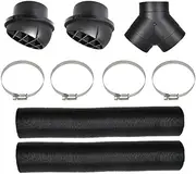 Baceyong 1x 75mm Y 3-way Round Head Diesel Heater Duct Vent Retractable Air Vent Hose Set Accessories, Black & Silver