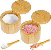 MLqkpwy Salt Jar | Salt Cellar Seasoning Box,2 Piece Pepper Bowls with Magnetic Swivel Lids and Spoons Seasoning Storage Box for Table Sugar Home Kitchen Dining