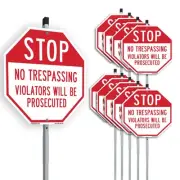 Stop No Trespassing Violators Wil Octagon Sign With Stake Weather Resistant