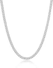 [LOCCY] Men's Women's Curb Chain Necklace, 3.5/5/6 mm Wide Classic Cuban Necklace, Hip Hop Chain Made of Stainless Steel in 46/51/61 cm Length, Silver