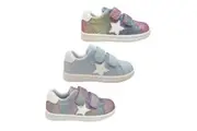 Grosby Spark Girls Casual Shoes Glitter Top Dual Hook and Loop Flat sole