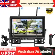 Digital Wireless 7" Quad Monitor DVR 3x AHD Reversing Backup Cameras Caravan Rv
