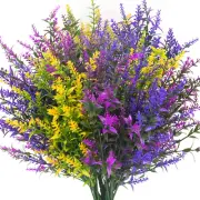 18 Bundles Artificial Lavender Flowers – UV Resistant Fake Shrubs, Faux, Plastic