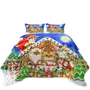 Christmas Cats Cute Gingerbread House for Kittens Coverlet