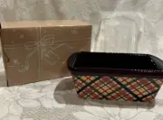 BRAND NEW IN GIFT BOX Temp-tations PLAID 12 oz Mini Loaf Pan with Lid ~ Purple
