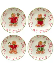 Certified International Holiday Magic Gingerbread Set of 4 Dessert Plates