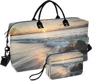 [YXYZRMY] Travel Duffel Bag Beach Landscape Sunset Gym Bag Sports Tote Bag with Multiple Interior Pockets Shoulder Weekender Bag for Women Men with Toiletry Bag 20.5”x 7.9”x 13.8, Multi-Colored, one
