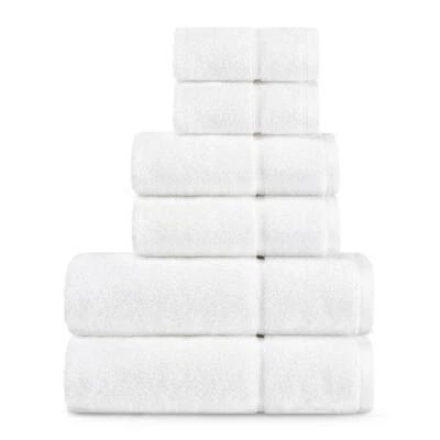 VERA WANG Modern Lux Bath Towel Set Absorbent Soft Terry Cotton White (6-Piece)