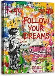 [Novatique] Banksy Wall Art Graffiti Canvas Wall Art Street Girl Butterfly Painting Canvas Print Modern Pop Graffiti Poster Art Decor for Living Room Bedroom, 12 x 16inch