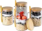 16Oz Overnight Oats Containers with Lids, 4 Pack Glass Meal Prep Jars